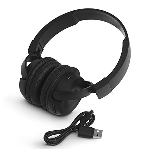 JBL T450BT Wireless On-Ear Headphones with Built-in Remote and Microphone (Black)