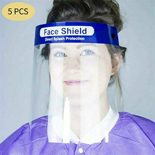 Preisvergleich Produktbild 5PCS Gesichtsschutz Safety Schutzvisier Vollschutzkappe Breites Sichtfeld Gesichtsschutzschild Anti-Staub-Schutz mit und einem Komfortschwamm, leichtes, verstellbares(Transparent)