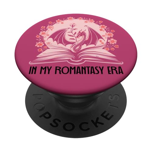 Book Dragon Fantasy Era Romantasy Bookish Pink Books Lovers PopSockets PopGrip Adhésif