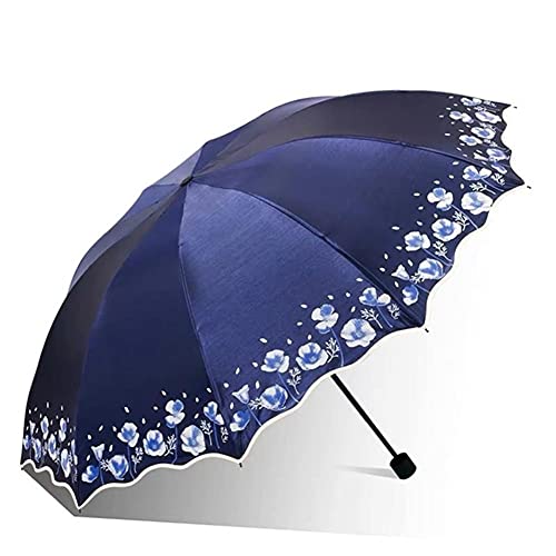 UKKD Parapluie Big Sun Umbrella Pluie Femmes Fleur Fleur Double Parasol Girl Girl De Qualité Light Femme Protection UV Parapluies-Navy Blue Cover