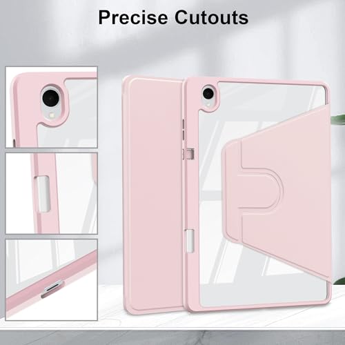 Coque Galaxy Tab S11 5G 11" 2025 rotative premium transparente et rose - 4