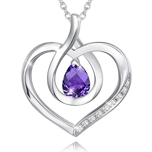 Agvana February Birthstone Jewelry Amethyst Necklace For Women Sterling Silver Forever Love Infinity Heart Pendant Necklace Fine Jewelry Anniversary Birthday Gifts For Women Girls Mom #TOP11