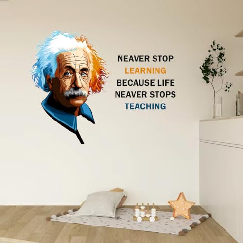Image of Albert Einstein The True Quote Office - Inspirational - Motivational - Quotes - Wall Sticker for Kids Room, Living Room, School, Library (Size - 66CM X 78CM)