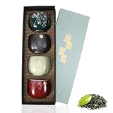 Frdhee Japanische Teetasse, 4-teiliger Satz Keramikbecher Japanische Teetassen Set für Zuhause, Büro, Geschenke, Sake Cups Teetassen