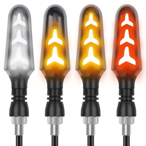 Kinstecks Lot de 4 clignotants fluides pour moto, feux de circulation diurne, feux arrière et stop 12 V