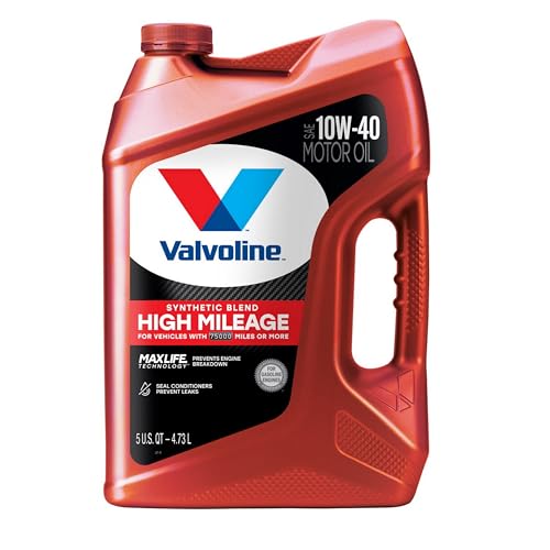 Image of Valvoline High Mileage with MaxLife Technology SAE 10W-40 Synthetic Blend Motor Oil 5 QT, Case of 3 (Packaging May Vary)