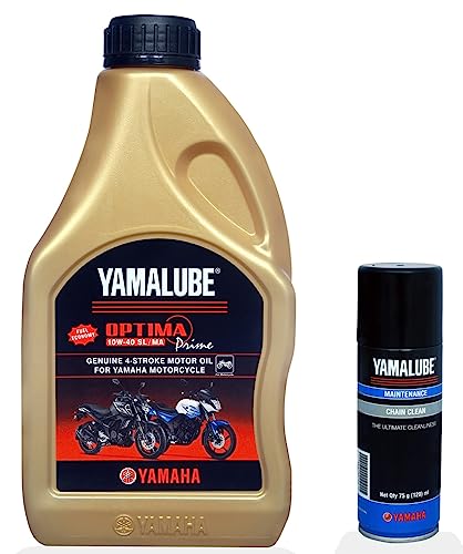 Image of YAMAHA Yamalube Optima Prime 10W40 4 Stroke Engine Oil For Fz, 1L (90793Ad41000) & Yamalube Chain Clean Kit For All Bikes 120Ml, Black (90793Ad82300)