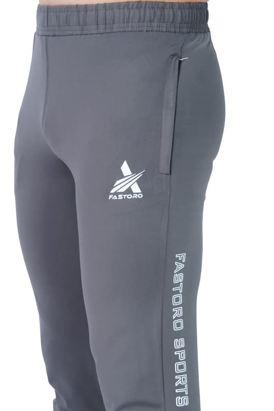 Image of Men's Unique Design Comfortable Polyester Solid Logo Print Regular Fit Track Pants /Trouser /Lower for Boy (Color:-Grey,Size:-L)