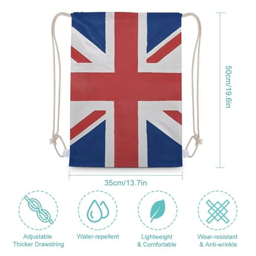 British Flag Drawstring Backpack - Canvas Sports Gym Sackpack, Lightweight String Bag for Beach & Travel2