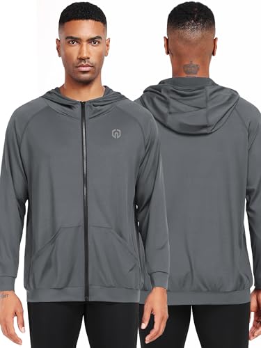 NELEUS Men's Full-Zip Athletic Jacket with Hoodies Workout Long Sleeve Fishing Hiking Performance Shirt2