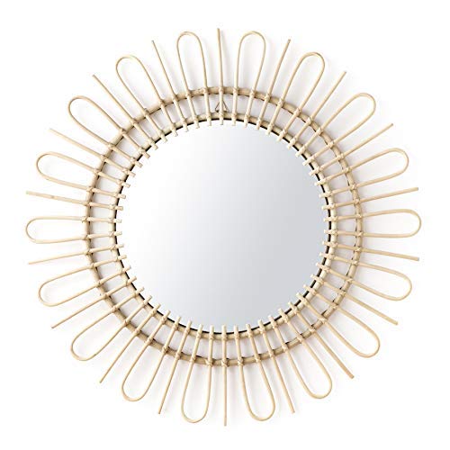 Kenay Home Ebrie Espejo Pared Decorativo, Ratán, 90x3x90 cm (Largo x Ancho x Alto)
