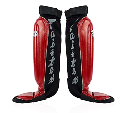 Fairtex SP6 Muay Thai Shin Guards for Men, Women, Kids | Shin Guards Made with Neoprene Material & are Premium, Lightweight & Durable | Reinforced Paddings on the Shins (Red/Small)