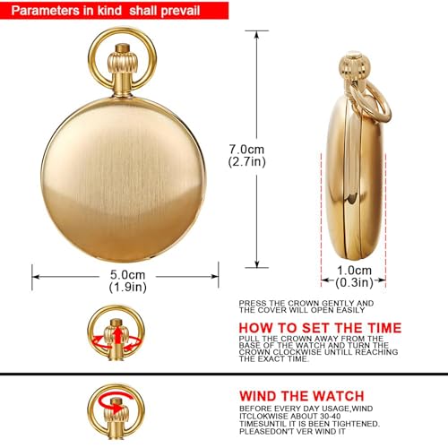 Tiong Vintage Mechanical Pocket Watch Unique Tourbillon Moon Phase Roman Numerals Scale Double Hunter Pocket Watches & Gift Box