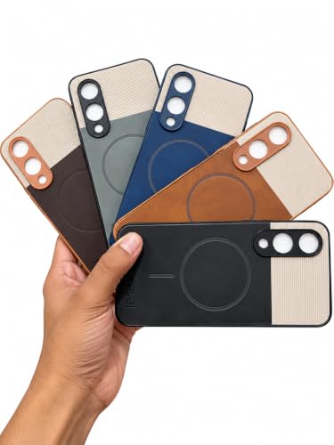 Image of Bintage Dual-Leather Mac Safe Design Phone Case| Soft Touch Finish | Full Camera Protectection Back Cover Compatible for Vivo V2310 / Vivo Y17s - White & Matelic Grey