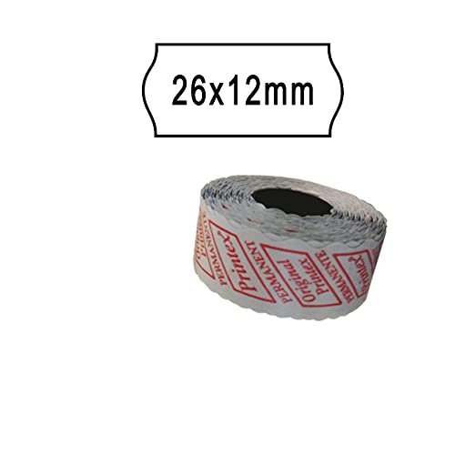 Pack 10 Rotoli 1000 Etich. 26X12Mm Onda Bianco Remov. Printex