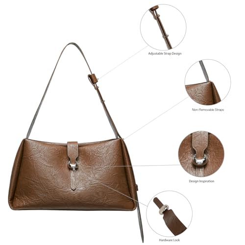 LA FESTIN Leather Shoulder Bag for Women - Large Capacity Brown Satchel Bag with Adjustable Strap Women's Crossbody Purse4