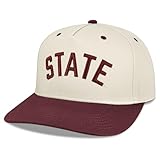 Legacy NCAA Officially Licensed Baseball Hat, Mississippi State Bulldogs, Lightweight Cap for Men & Women, Heritage Twill Adjustable (HTA), Stone/Maroon, One Size Fits Most, Adjustable Closure