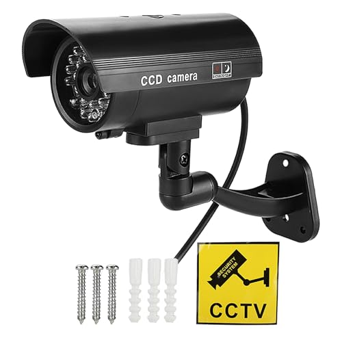 QANYEGN Caméra factice Flash LED, Faux Moniteur de Surveillance CCTV, caméra de Simulation avec lumière LED Clignotante pour extérieur et intérieur