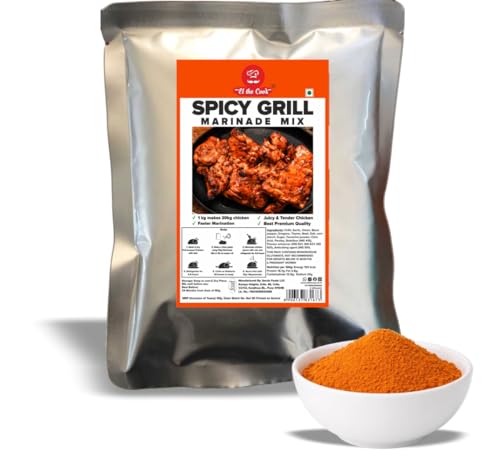 Image of EL The Cook Spicy Grill Marinade Mix | Premium Seasoning Powder Masala | Marinate to make grill or rotisserie Chicken | Easy to use, 100% Veg, 1 KG