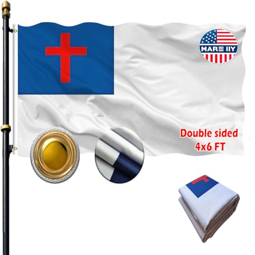 VOLTA Double Sided Christian Flag 4x6 Feet, Outdoor Heavy Duty 3-Ply Jesus Flag with Canvas Header/Brass Grommets for Indoor and Outdoor Use