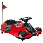 HOMCOM 12V Electric Go Kart for Kids, Battery Powered Ride on Drift Car with Music, Colourful LED Lights, Slow-Start, for Ages 8-12 Years, Red