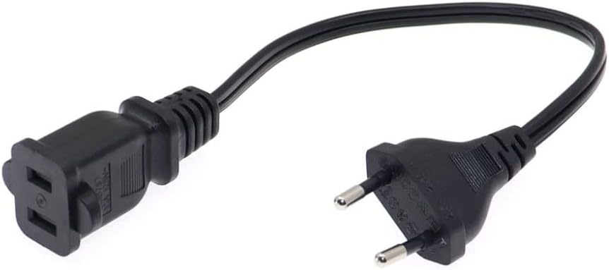 EU US Plug Adapter Cord,Toptekits EU European CEE7/16 2-Prong Male Plug to USA 2-Prong NEMA1-15R Female Socket Electrical Adapter, Euro US Plug Adapter Short Power Cord 1ft