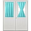 Hiasan French Door Curtains Privacy, Rod Pocket Semi Sheer Front Curtain for Door Window, 1 Panel (Aqua, W 24 inch x L 40 inch)