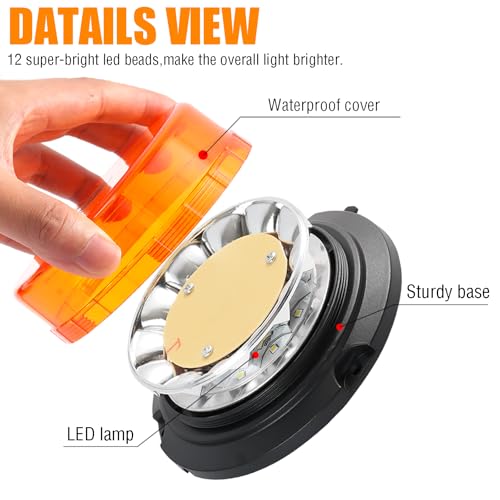 AUTOXBERT LED Rundumleuchte 12V 24V Magnet Orange Warnleuchte Blinkleuchte für Auto Anhänger Traktor LKW Truck PKW Landwirtschaftliche Schulbusse Nutzfahrzeuge Bagger