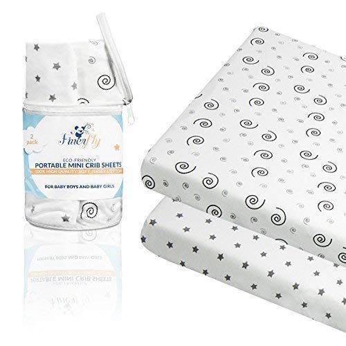 Image of Premium Pack n Play Sheets | Unisex Hypoallergenic Portable Crib Cover | Set of Two | Jersey Cotton 24x38 inch + Digital Guide with Tips for a Healthier Family Lifestyle