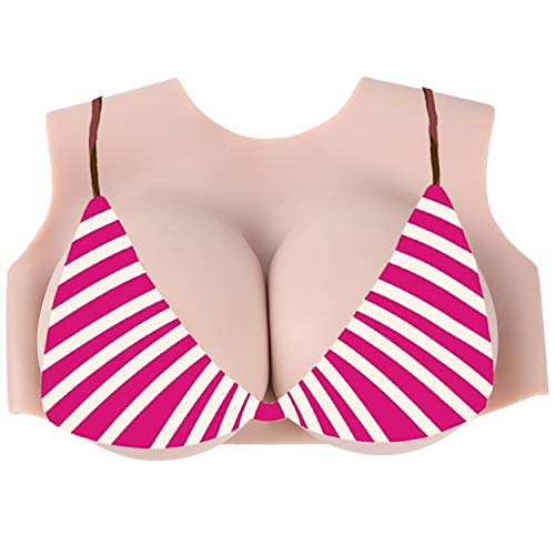 IVITA Bodysuit Silikonbrüste Westen Brustformen Halbkörperanzug mit Riemen für Crossdresser Cosplay Drag Queen Mastectomy Prothese (Beige, 2XL-5731g) Cover