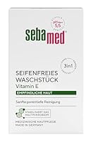 Sebamed seifenfreies Waschstück 150 g, mit Vitamin E, für die tägliche sanfte, porentiefe Reinigung empfindlicher Haut, zur Hand-, Gesichts- und Körperreinigung geeignet