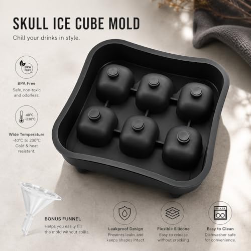 Molde para hielo calavera silicona 6 cavidades miniatura 4