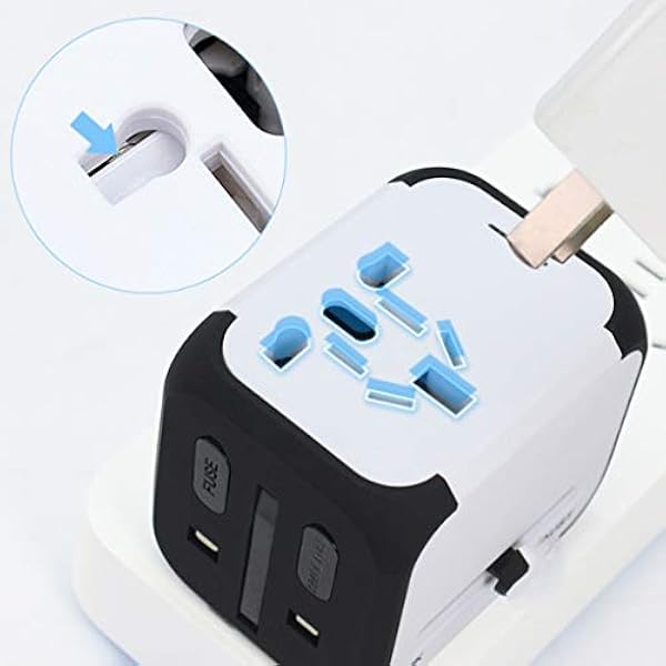 Adattatore di viaggio universale, adattatore di alimentazione internazionale all-in-one con 4 USB, caricabatterie da viaggio adattatore per adattatore europeo ( Color : Green , Dimensione : 2USB )