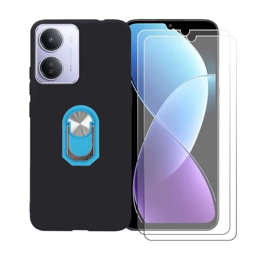 CongJiaLingXi �P�[�X �K�p �� Redmi 15A 5G (6.9") �����O�T�|�[�g+ [2�p�b�N]�����K���X�X�N���[���v���e�N�^�[�A�_��ȃV���R�[���V�F���o���p�[TPU�ی�J�o�[�������,��