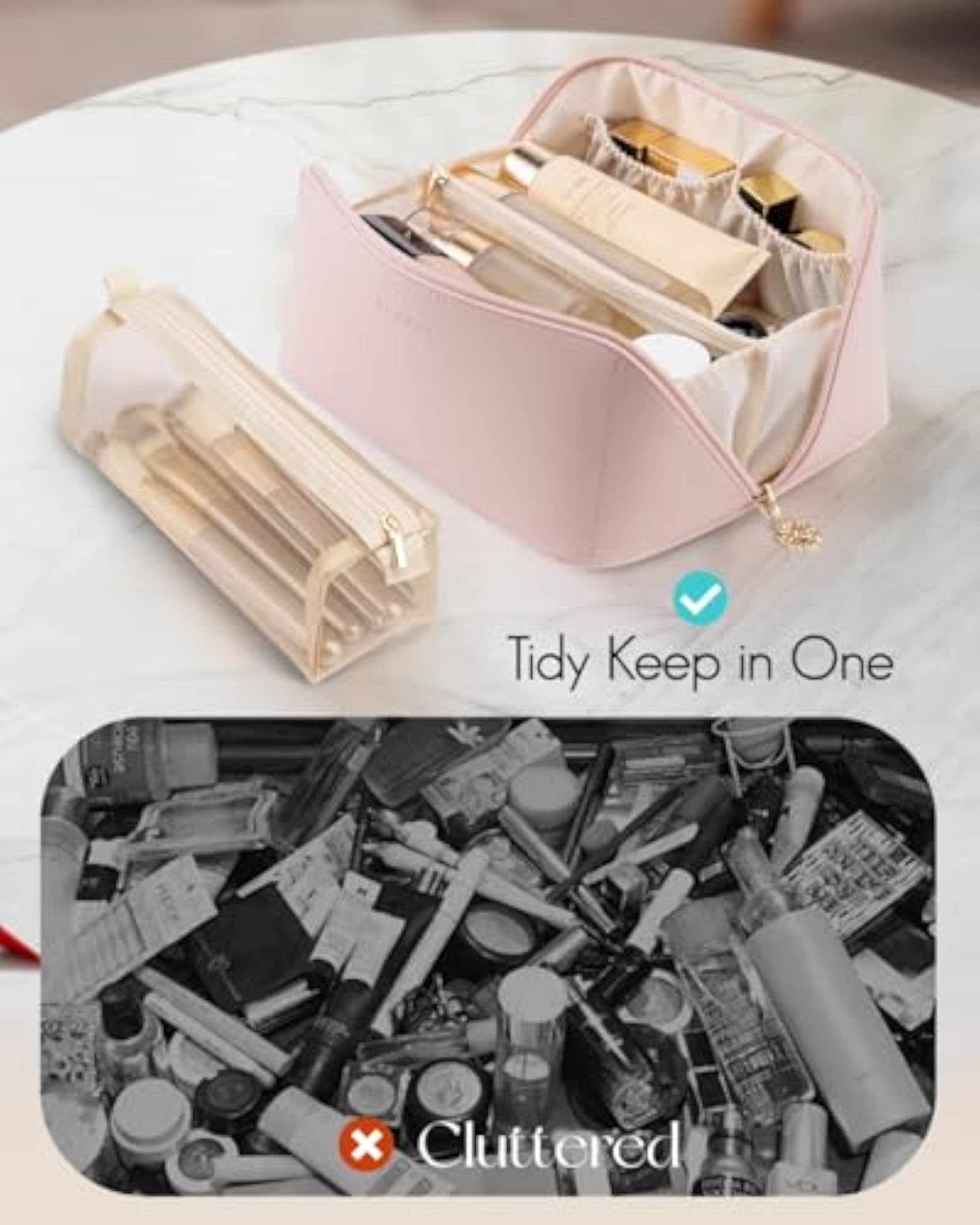 Travel Toiletry Bag for Women, PU Leather