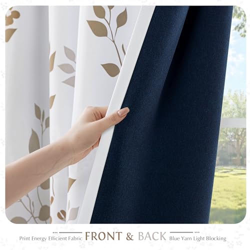 Beauoop Floral 100% Blackout Curtains 84 Inch Length 1 Panel for Patio Sliding Door Extra Wide Tan Brown Flower Patterned Divider Room Darkening Thermal Soundproof Grommet Window Drapes, 100x84, 1 set by Beauoop - Image 3