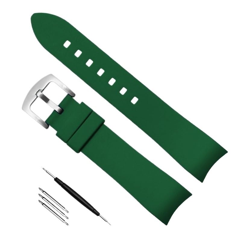 Bracelet montre incurvé en caoutchouc de style sport chic compatible Omega Tissot 21mm