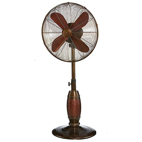 DecoBREEZE Pedestal Standing Fan, 3 Speed Oscillating Fan with Adjustable Height, Coppertino, Antique Fan, 18 inches