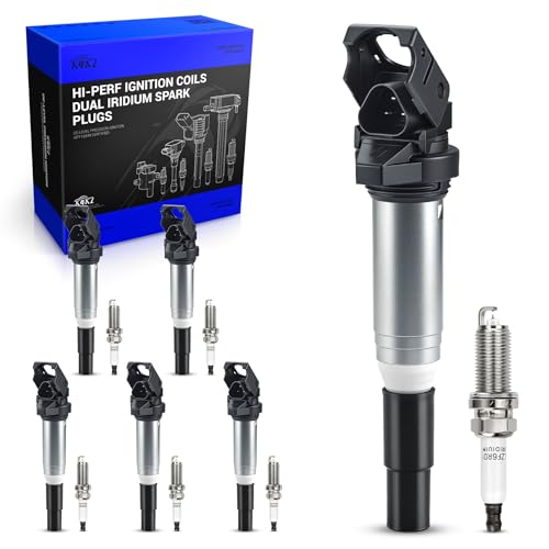 Image of UF667 Ignition Coil & ILZFR6D11 Double Iridium Spark Plug for BMW 2.5-6.0L | For Select BMW 128i 135i 323i 325i 330i 335i 525i 528i 550i 650i M5 M6 X3 X5 X6 Z4 Z8 2.5L 3.0L 4.4L 6.0L Models.