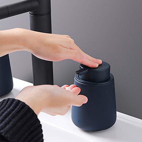 Layboo Nordic Style Ceramic Hand Soap Dispenser, Decorative Liquid Soap & Lotion Dispenser Hand Soap Dispenser, For Kitchen Or Bathroom Countertops - 350 Ml (Navy Blue) #TOP4