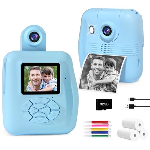 Kids Camera Instant Print - Kids Instant Cameras That Print Photos Digital Camera for Kids 1080P Toys Camera with Instant Pictures Birthday Gifts for 3 4 5 6 7 8 9 10 11 12 Year Old Girls Boys