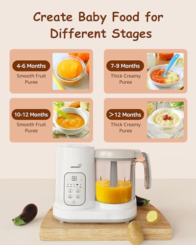 GROWNSY Baby Food Maker | Baby food Processor | All-in-One Baby Food Puree Blender Steamer Grinder Mills Machine Auto Cooking & Grinding with Self Cleans Touch Screen LCD Display, BPA Free - Thumbnail 4