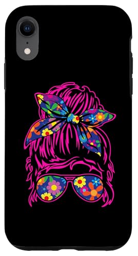 Moño desordenado con cinta bandana y gafas de sol Carcasa para iPhone XR