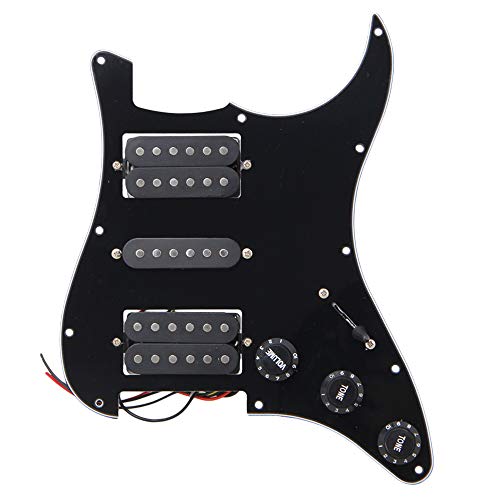 Loaded Prewired Pickguard Guard Plate with HSH Pickup for Electric Guitar (Black)