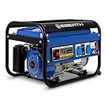 EBERTH 3000 Watt Groupe electrogene Generateur electrique portable moteur à essence 6,5 CV, 4 temps, 2x 230V, 1x 12V, démarrage par câble, régulateur tension automatique AVR, sécurité niveau d'huile