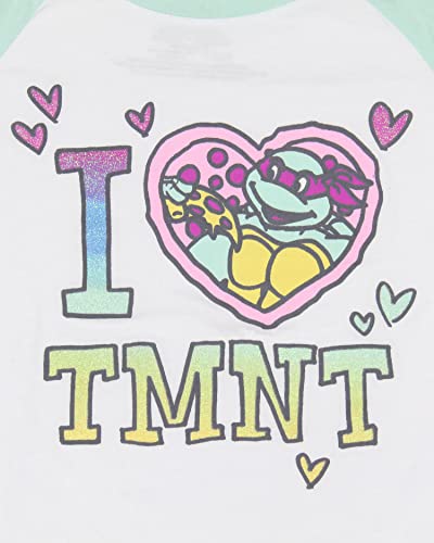 Seven Times Six Teenage Mutant Ninja Turtles Girl's I Love TMNT Kids Raglan T-Shirt - White - Medium3