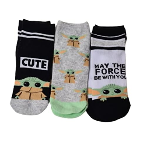 Disney Stars Wars; Women`s Trainer Socks 3 Pairs Baby Yoda Ladies Shoe Liners UK 4-8 Cover
