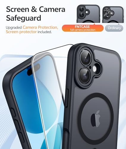 FNTCASE for iPhone 17 Case, Fit for Magsafe, Screen Protector, Black - 3