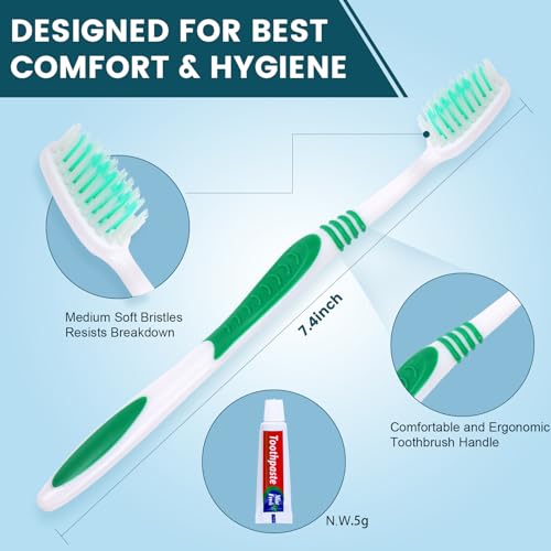 Navona 100 PCS Disposable Toothbrush with Toothpaste Bulk, Travel Toothpaste, Bulk Toothpastes, Individually Wrapped Bulk Toothbrush, Ergonomics Handle,Medium Soft Bristle, Perfect for Travel, Hotel by Navona - Image 3