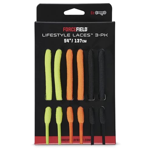 Lacets plats ForceField Mixte Lifestyle 54" pack triple noir vert orange